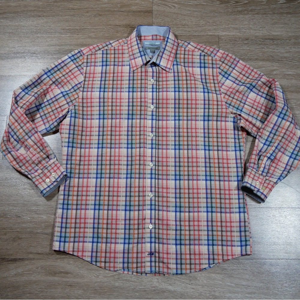 Johnston & Murphy Red and Blue Plaid Shirt